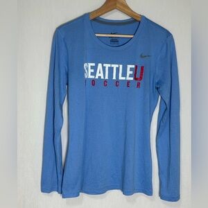 Nike Seattle‎ University Soccer Dri-FIT Long Sleeve Shirt Blue Womens Medium